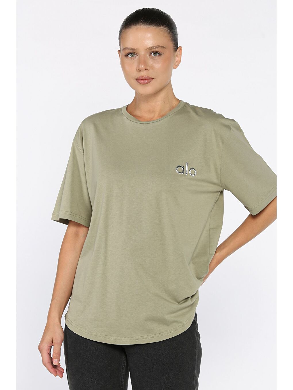 Haki Baskılı Salaş Basic Tişört-1