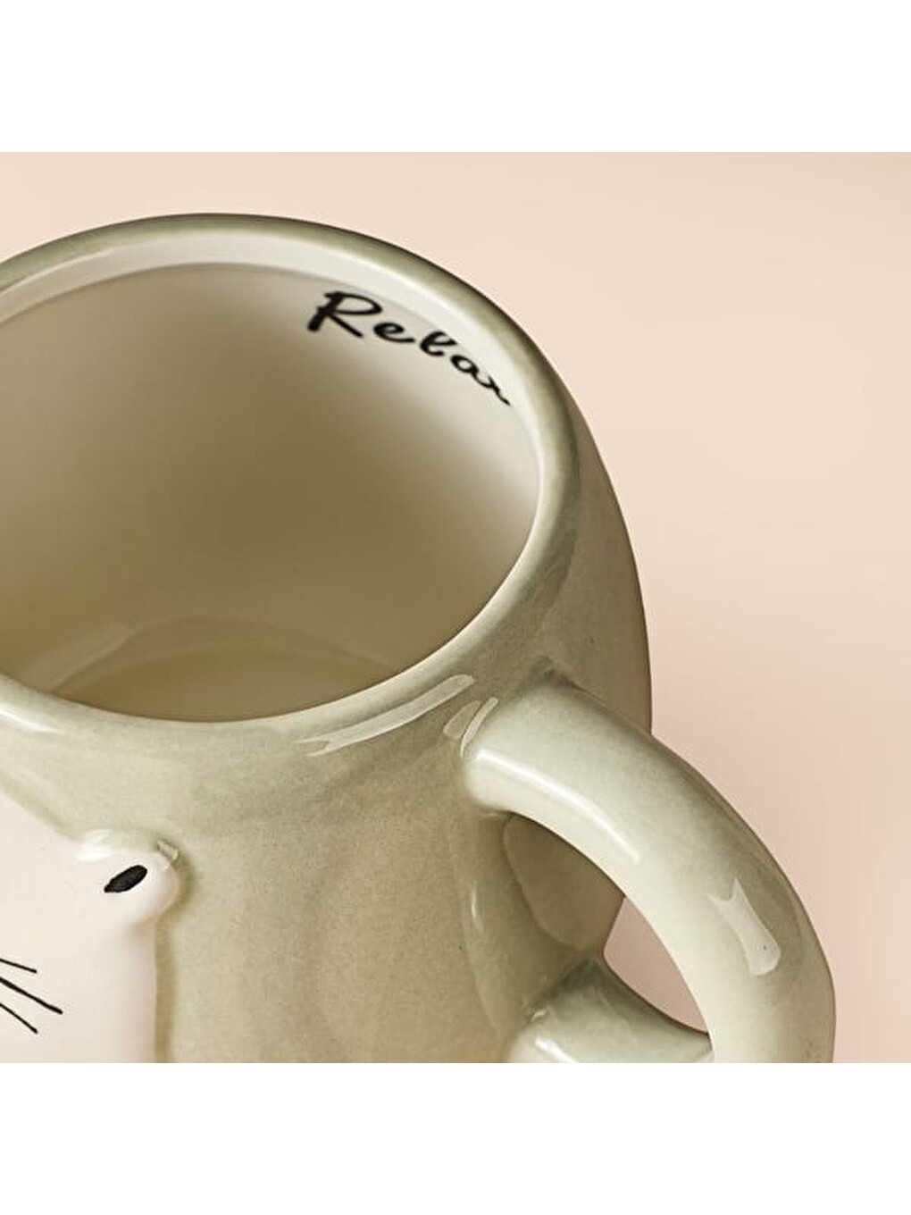 Kitchen Relax Fok Desenli Seramik Kupa - Beyaz - 500 ml-1