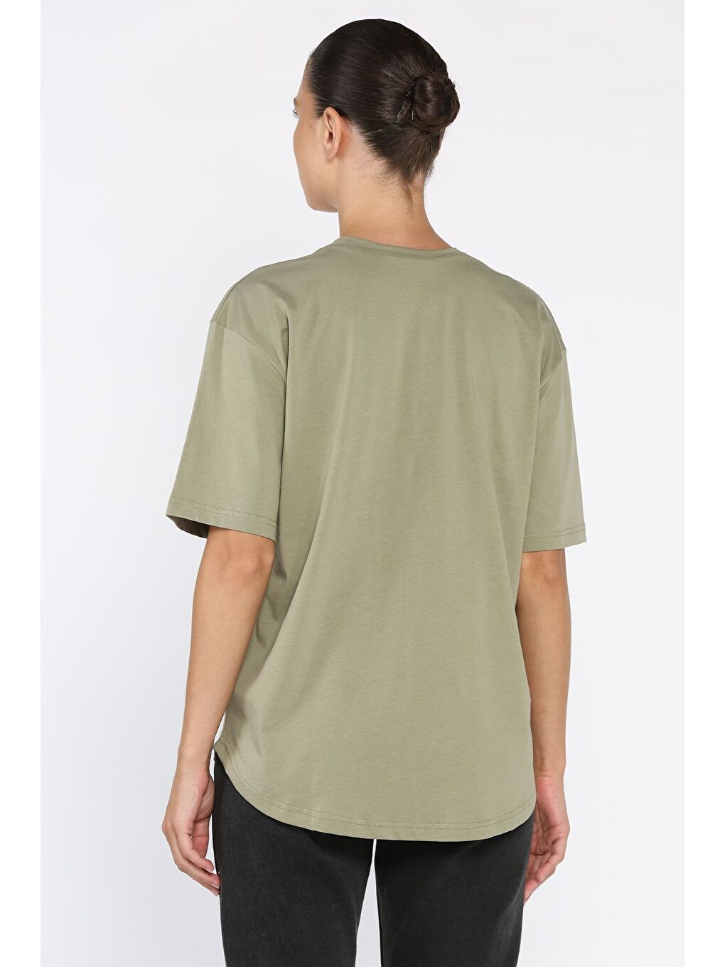 Haki Baskılı Salaş Basic Tişört-2