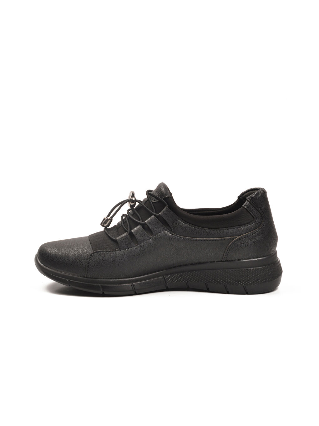 Siyah Lastik Bağcıklı Hafif Esnek Kadın Casual Ayakkabı 293120 Z-3