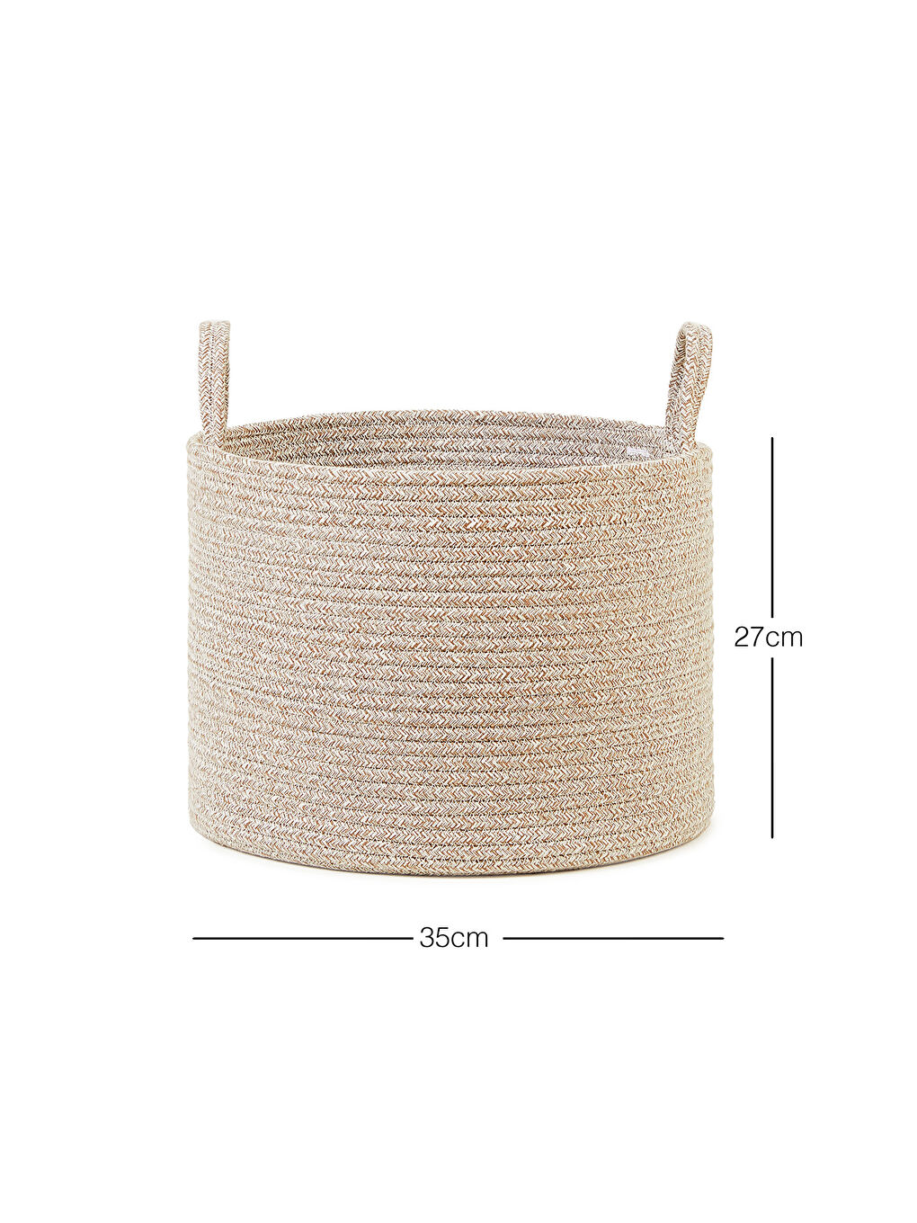 Bej Kırçıllı Pamuklu Halat Sepet 35 x 27 cm-1