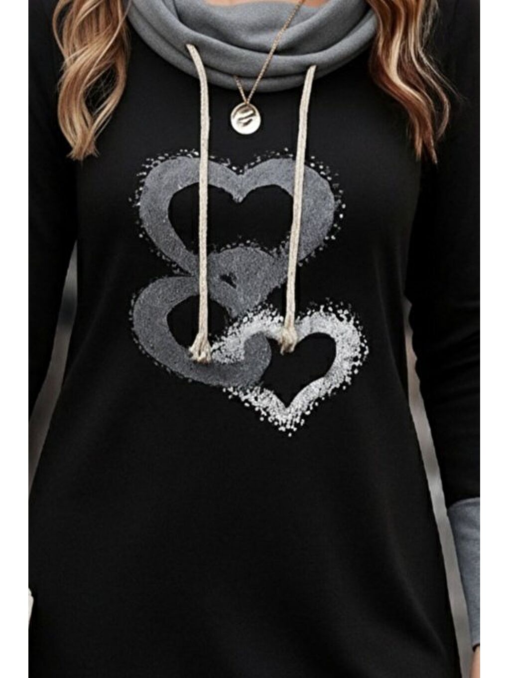 Siyah Kadın Uzun Kollu Balıkçı Yaka Bağcıklı Iki Iplik Elbise-1