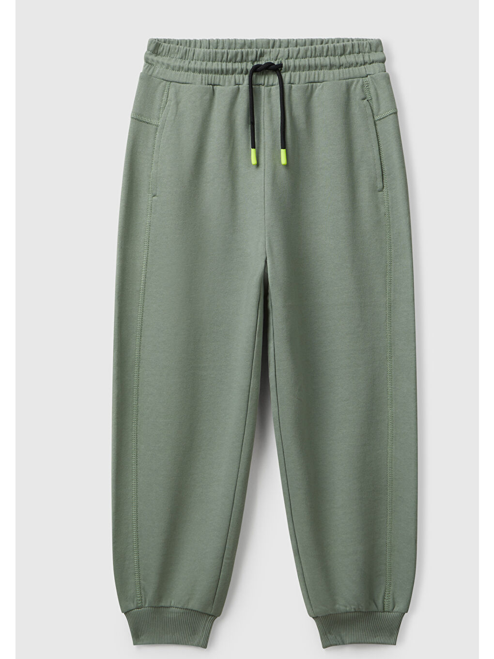 Erkek Çocuk Haki Önü Baskılı Büzme İpli Arkası Cepli  Eşofman Altı