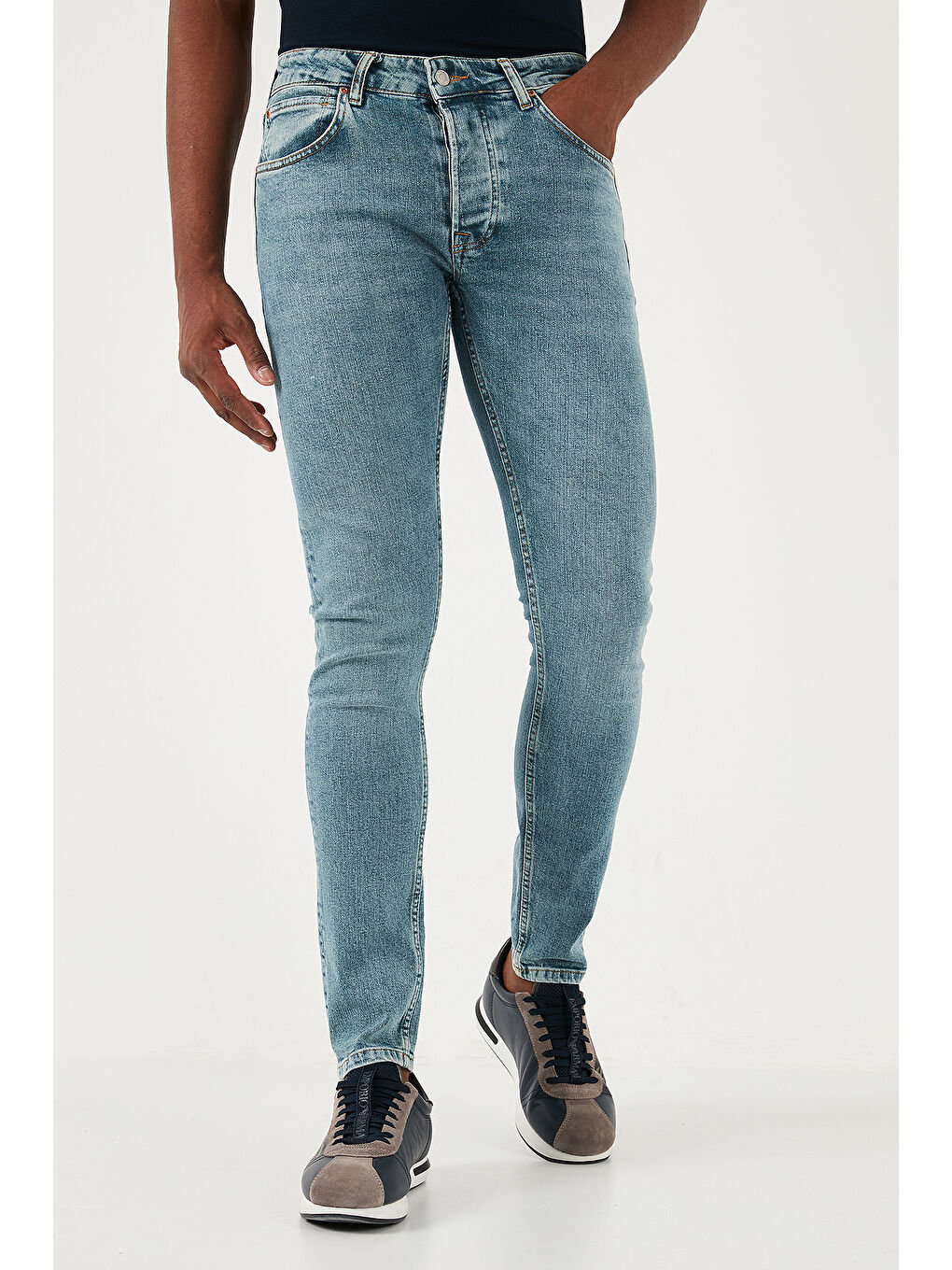 Buratti Mavi Streç Pamuklu Slim Fit Normal Bel Dar Paça Erkek Jeans 1122S08NAPOLI - 1