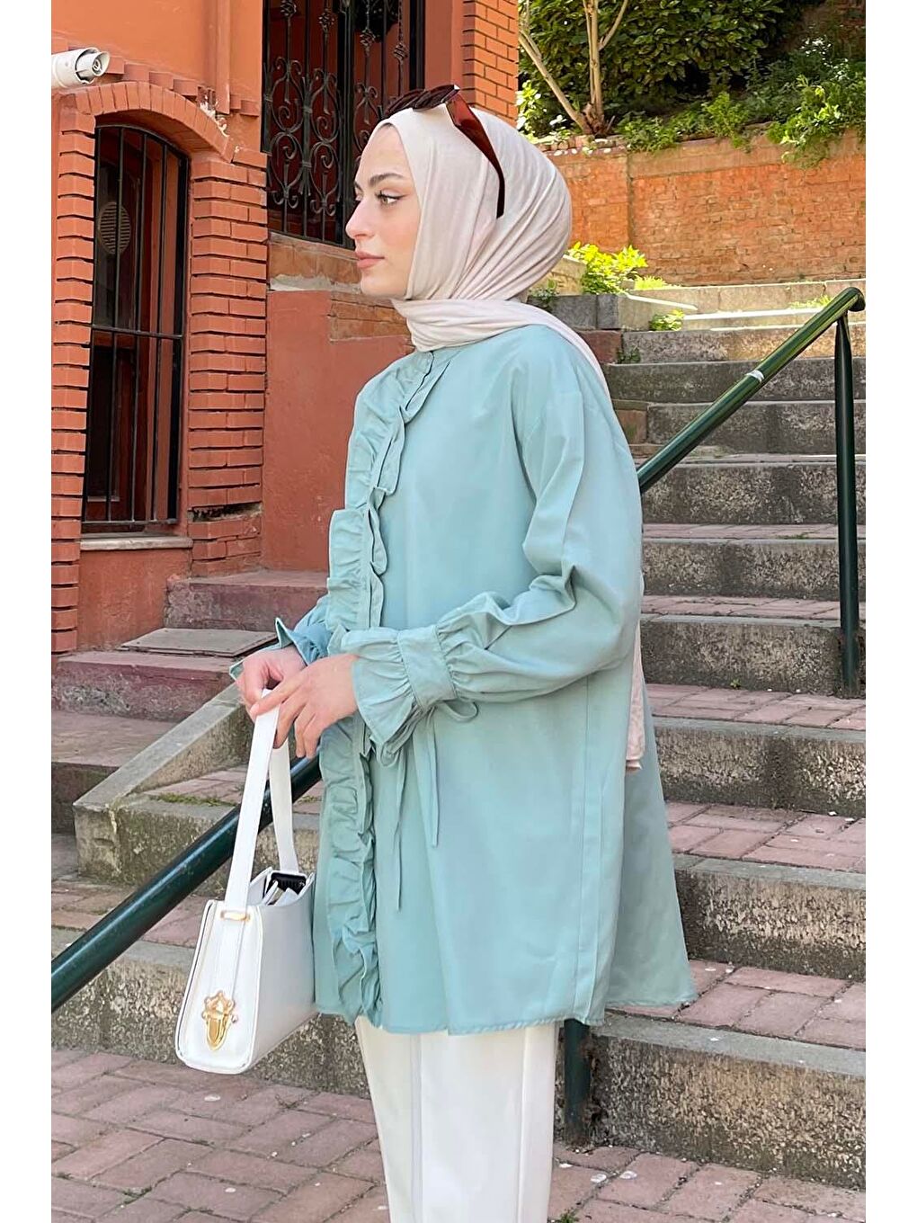 Flores Fırfırlı Tunik Çağla Yeşili-1