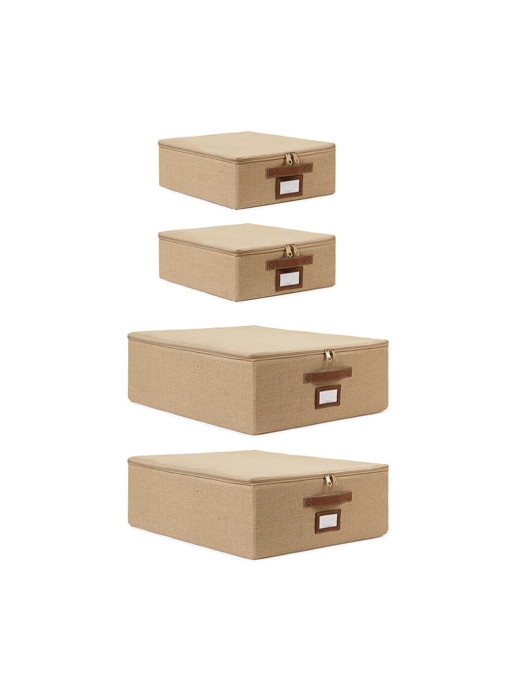 Bej 4'lü Jüt Destekli Hurç Set 2 Adet 31 x 38 x 12 + 45 x 55 x 18 cm-1