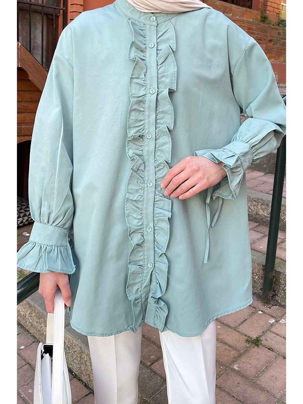 Flores Fırfırlı Tunik Çağla Yeşili-2