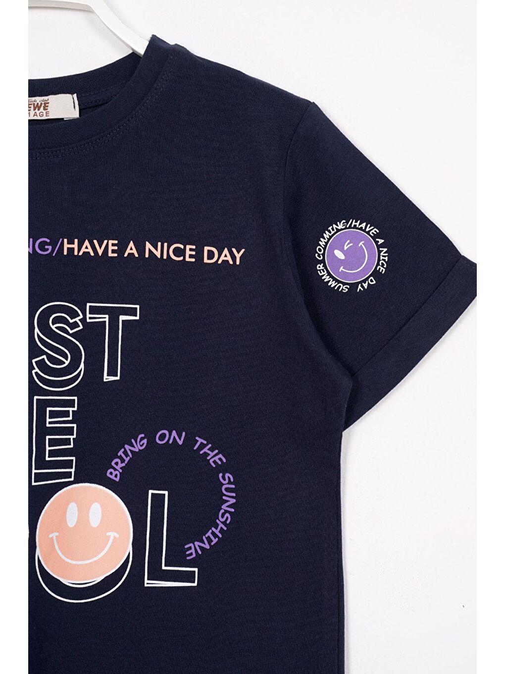 Just Be Cool Baskılı Lacivert Renk Kız Cocuk Tshırt-1