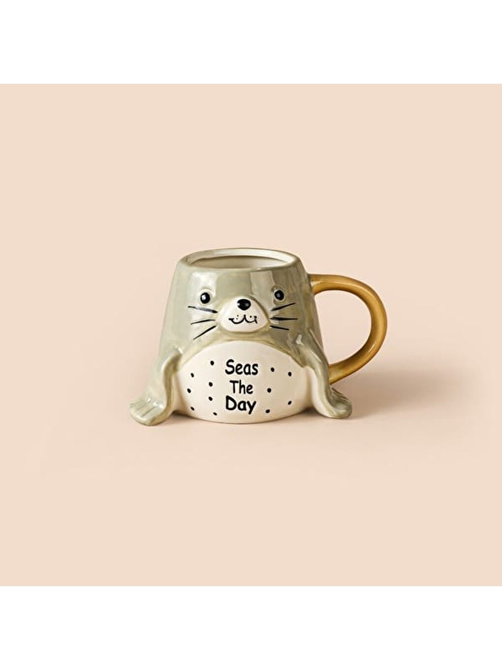 Kitchen Fok Desenli Seramik Kupa - Beyaz - 410 ml-1