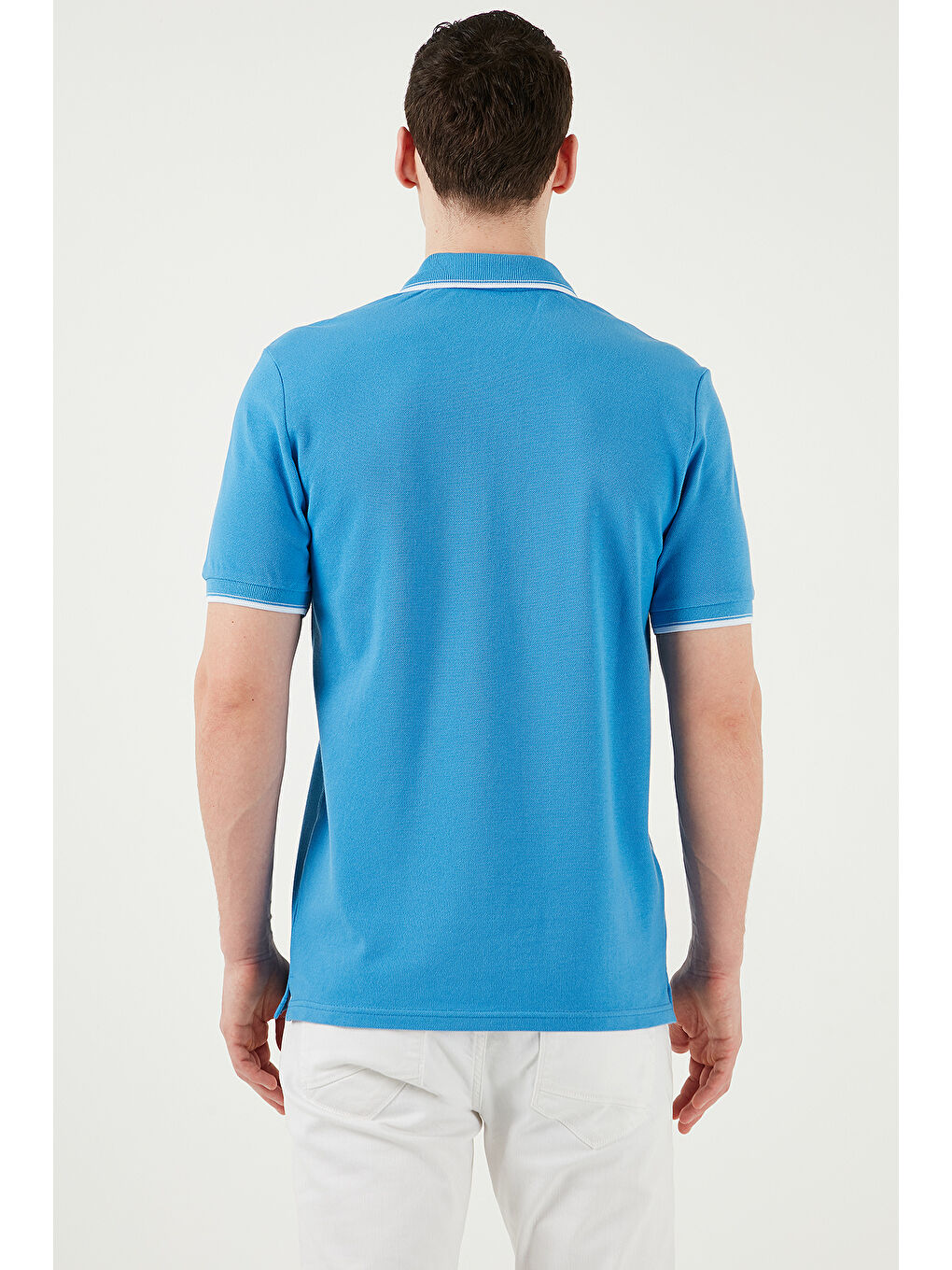 Mavi Pamuklu Slim Fit Şerit Detaylı Düğmeli Polo Yaka 4'lü Paket %100 Pamuk Tişört 5902118S4-5