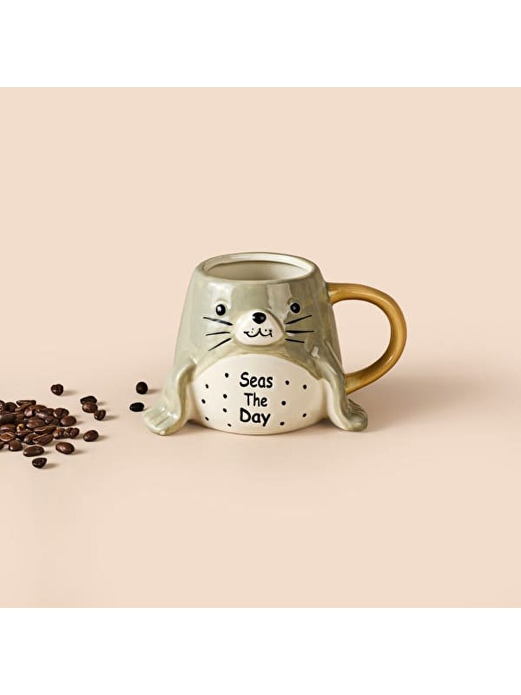 Kitchen Fok Desenli Seramik Kupa - Beyaz - 410 ml-4