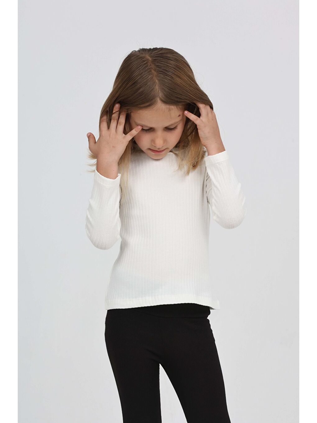 Ekru Kız Çocuk Okul Omuz Çıtçıtlı Tişört