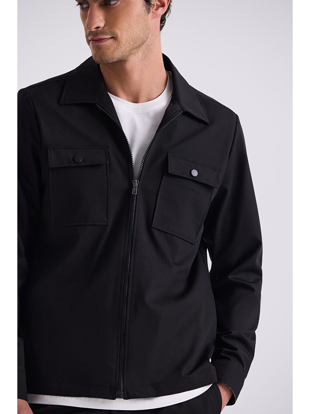 Siyah Slim Fit Berberi Yaka Spor Takım Elbise-2