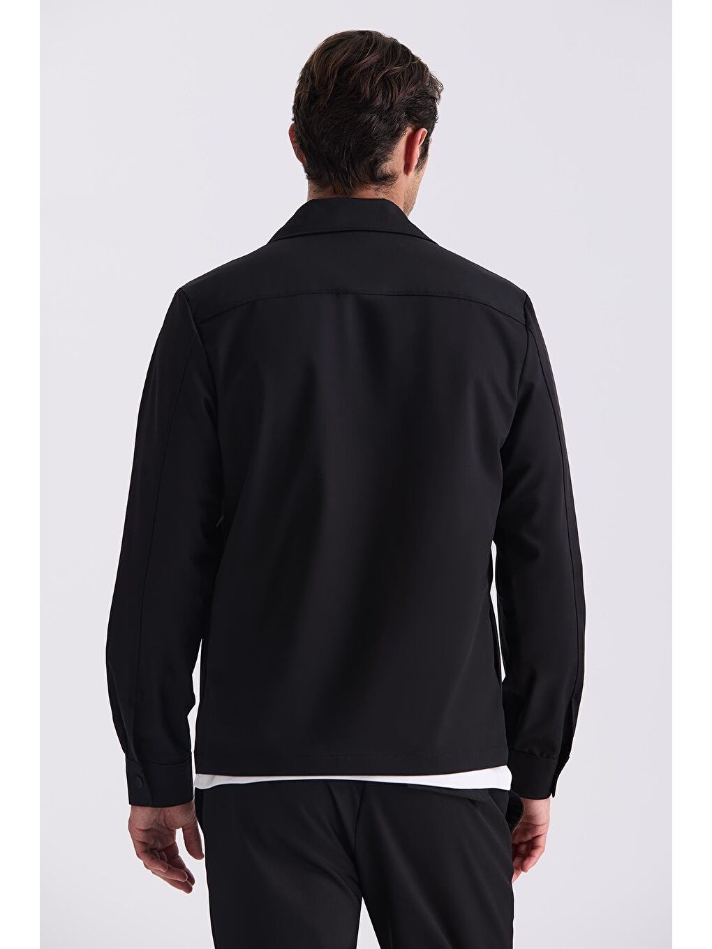 Siyah Slim Fit Berberi Yaka Spor Takım Elbise-3