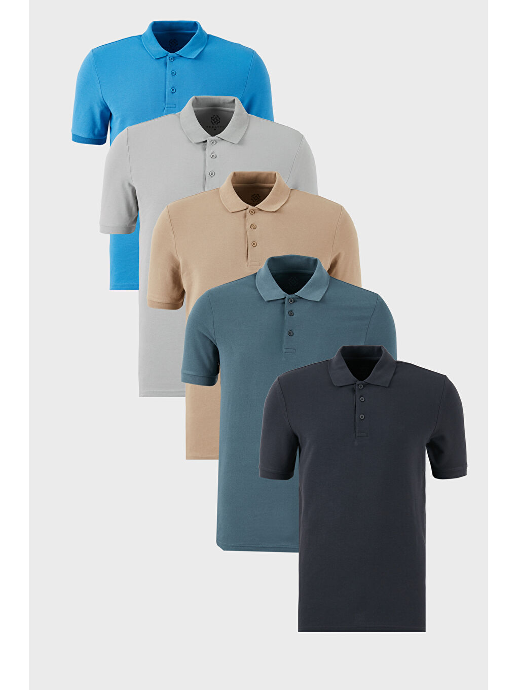 Petrol Pamuklu Regular Fit Düğmeli Polo Yaka 5'li Paket %100 Pamuk Tişört 5902127S5