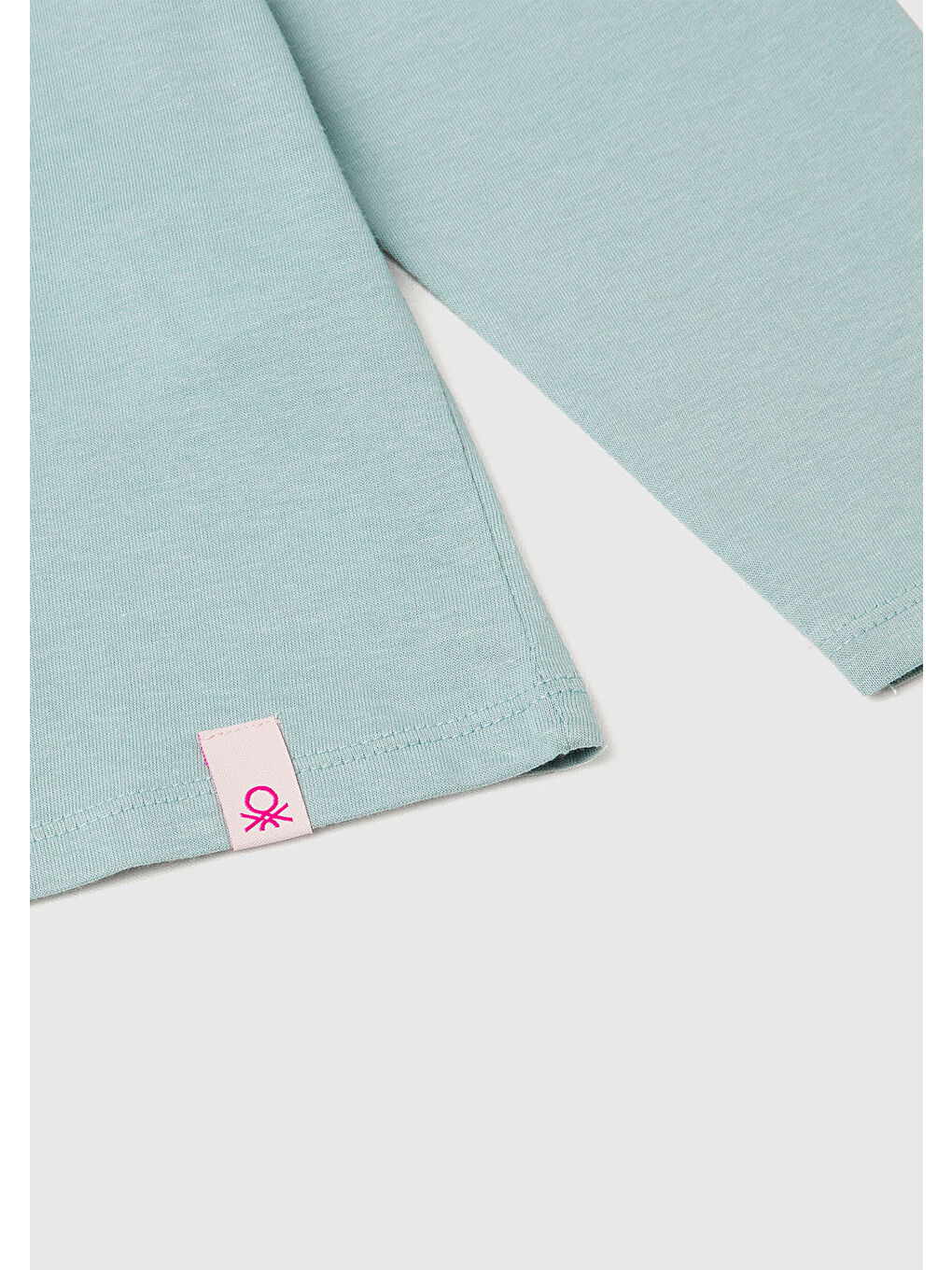 Kız Çocuk Gri-Yeşil Önü Baskılı Logo Etiketi Detaylı Uzun Kollu T-shirt-2