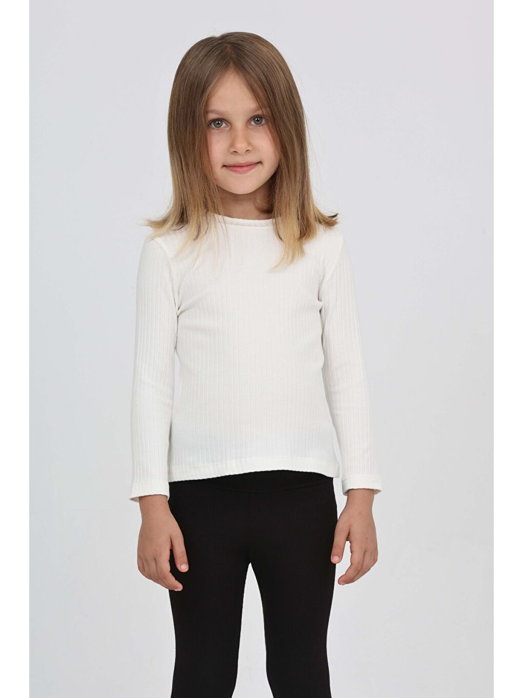 Ekru Kız Çocuk Okul Omuz Çıtçıtlı Tişört-3