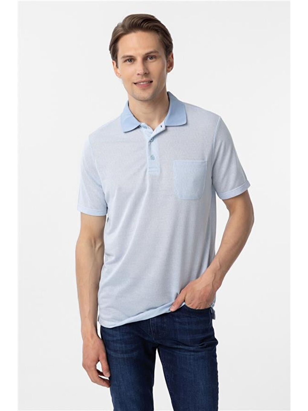 Mavi Regular Armürlü Polo Yaka Tişört-1