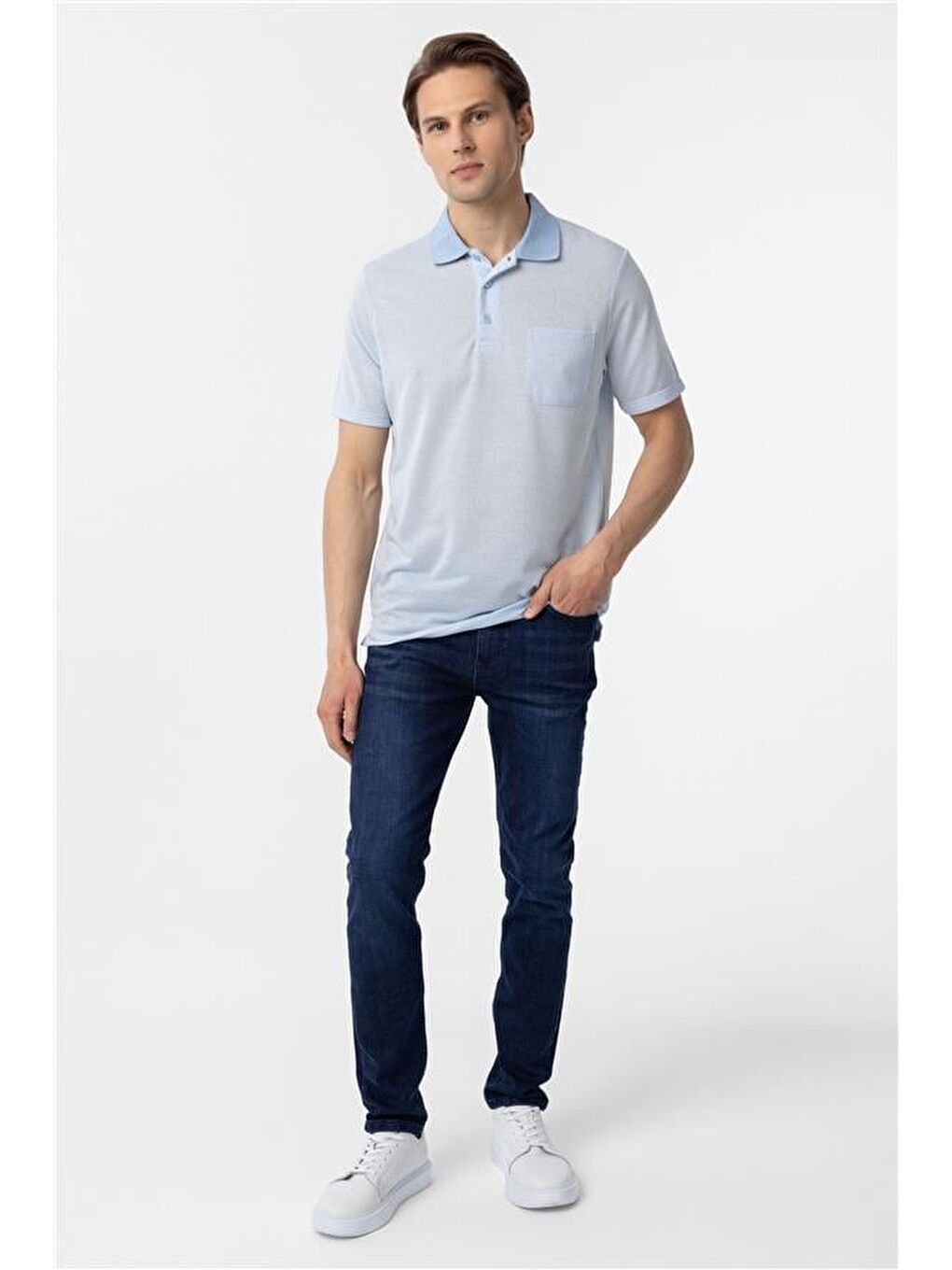 Mavi Regular Armürlü Polo Yaka Tişört-5