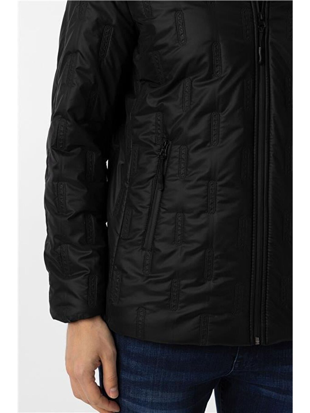 Siyah Slim Kapitone Mont-3