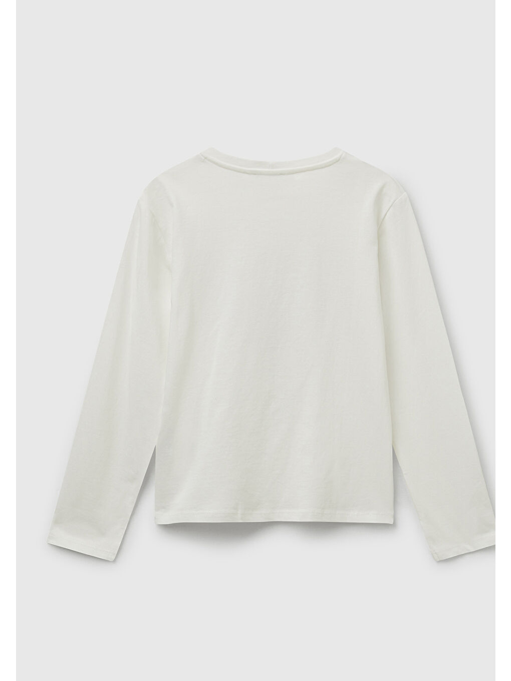 Kız Çocuk Bordo Önü Payetli Baskılı Ribana Yakalı Uzun Kollu T-shirt-1