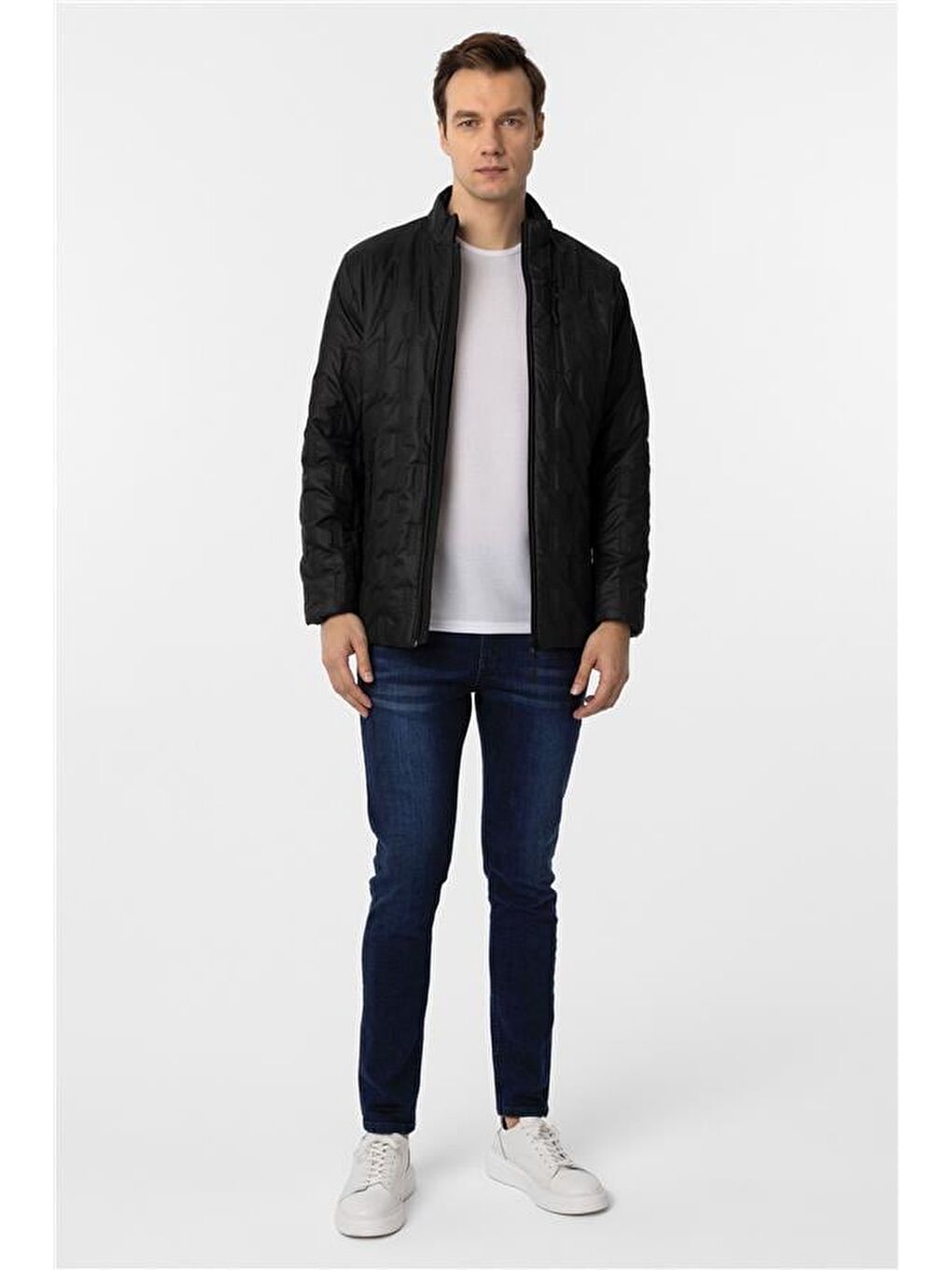 Siyah Slim Kapitone Mont-6