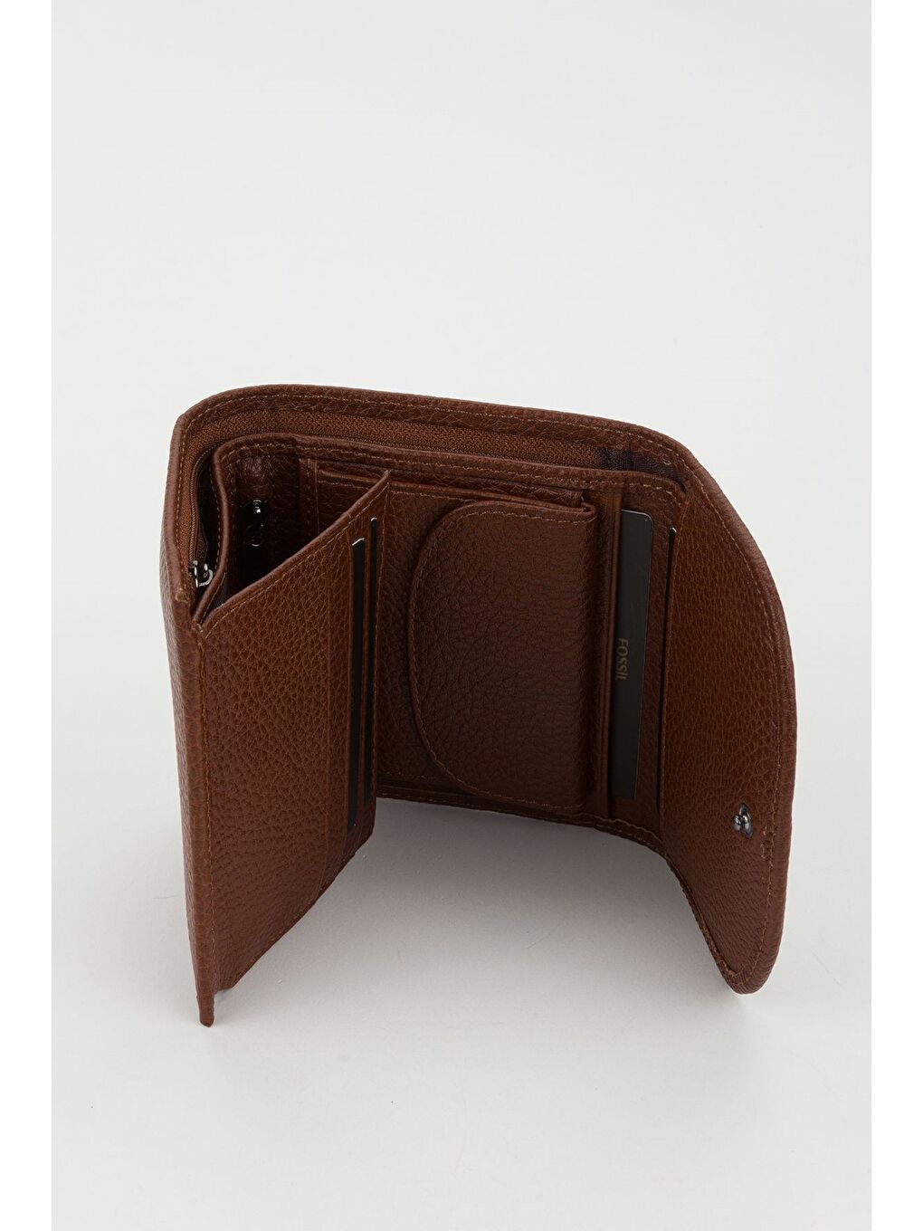 Kahverengi Kutulu Hakiki Deri Gök Mavi Küçük Boy Çok Gözlü Kadın El Portföyü Kartlık Cüzdan-2