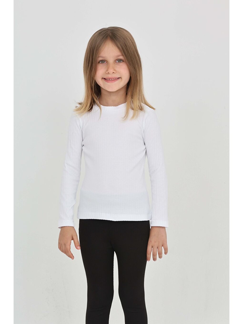 Beyaz Kız Çocuk Okul Omuz Çıtçıtlı Tişört-3