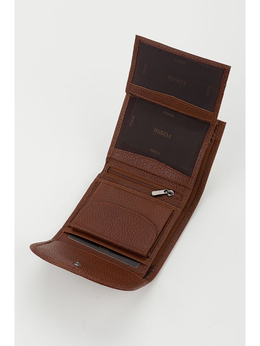 Kahverengi Kutulu Hakiki Deri Gök Mavi Küçük Boy Çok Gözlü Kadın El Portföyü Kartlık Cüzdan-4