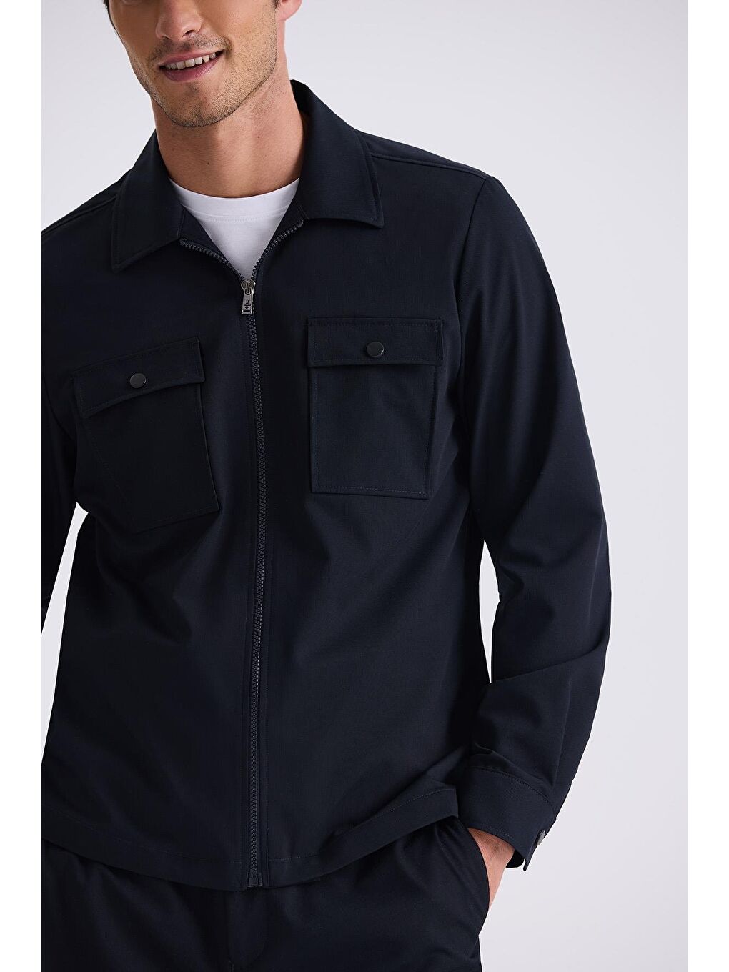 Lacivert Slim Fit Berberi Yaka Spor Takım Elbise-2