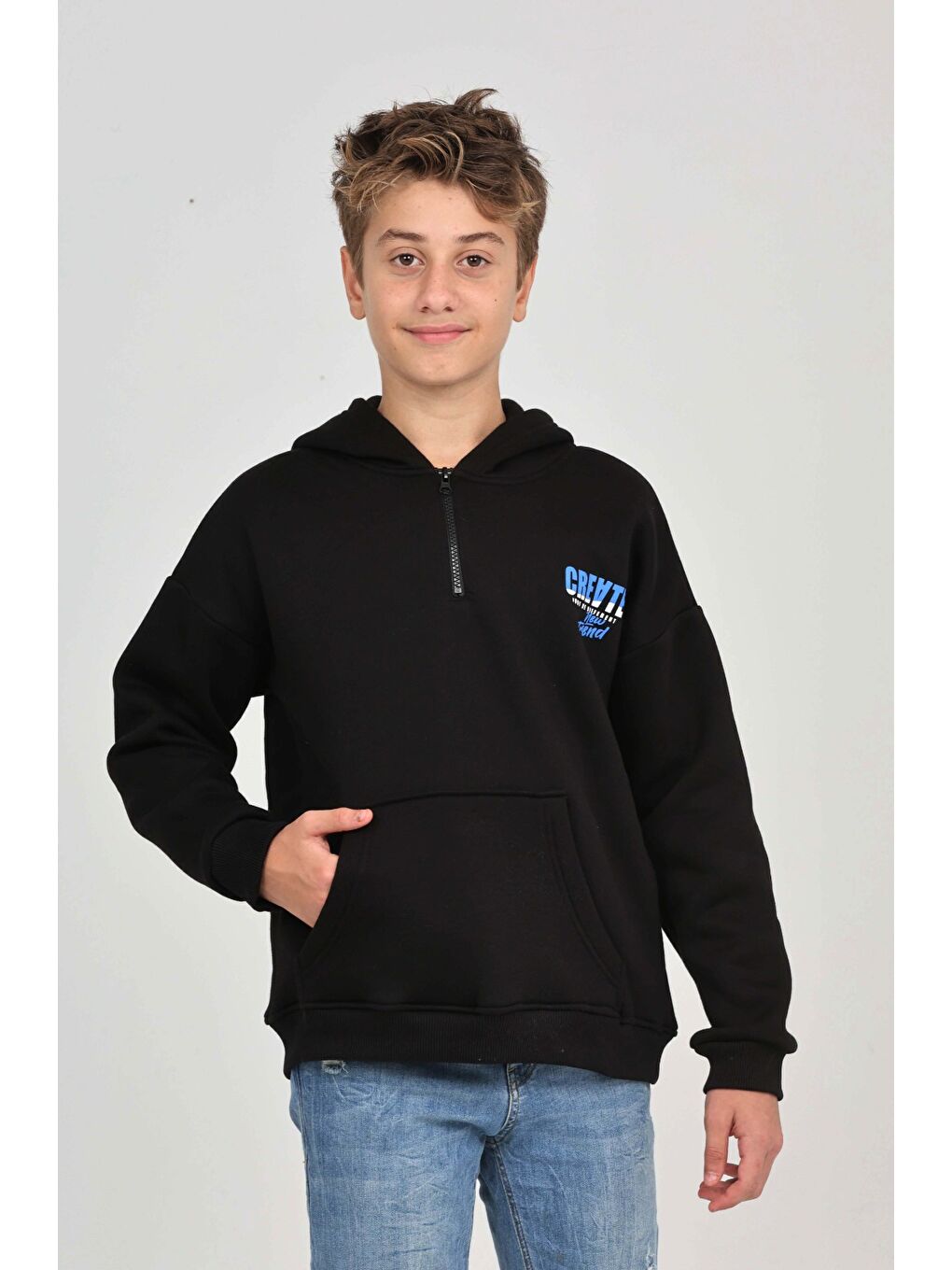 Siyah Erkek Çocuk Create Baskılı Sweatshirt-2