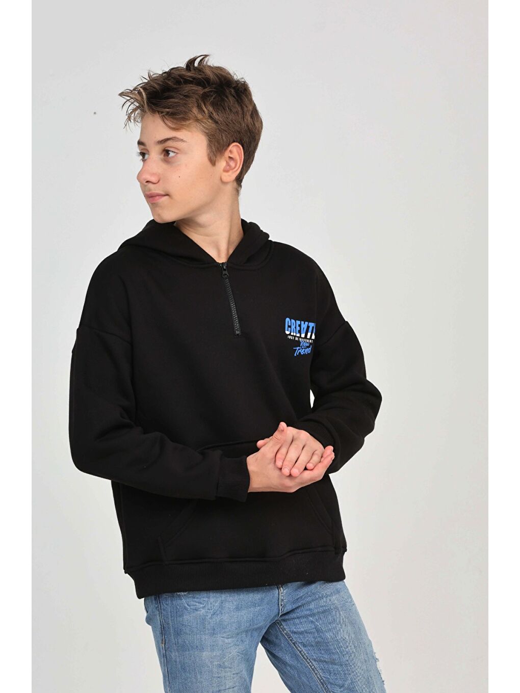Siyah Erkek Çocuk Create Baskılı Sweatshirt-3