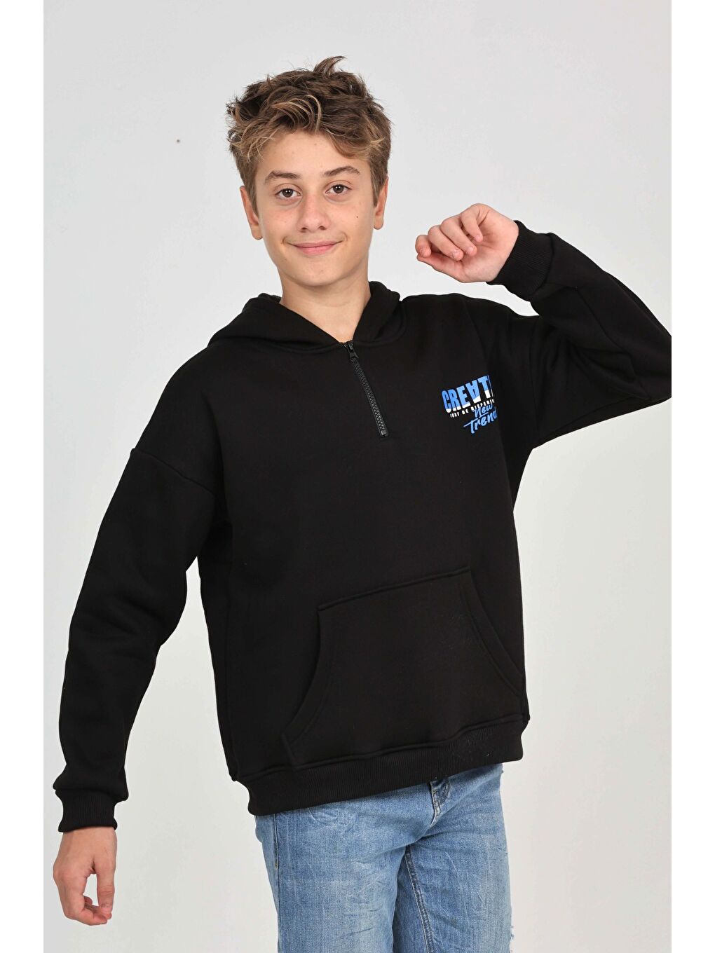 Siyah Erkek Çocuk Create Baskılı Sweatshirt-4