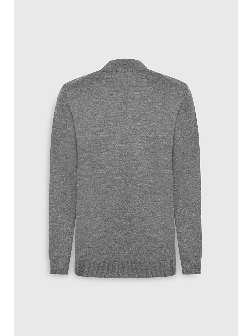 Erkek Gri Melanj Yünlü Sıcak Tutan Standart Fit Normal Kesim Yarım Balıkçı Yaka Jakarlı Triko Kazak-8