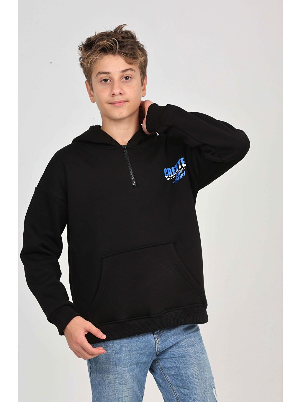 Siyah Erkek Çocuk Create Baskılı Sweatshirt-5