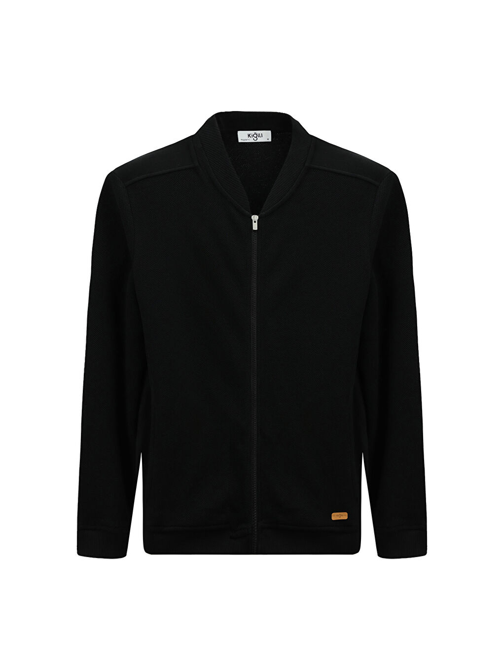 Siyah Desenli Pamuk Erkek Fermuarlı Sweatshirt Hırka