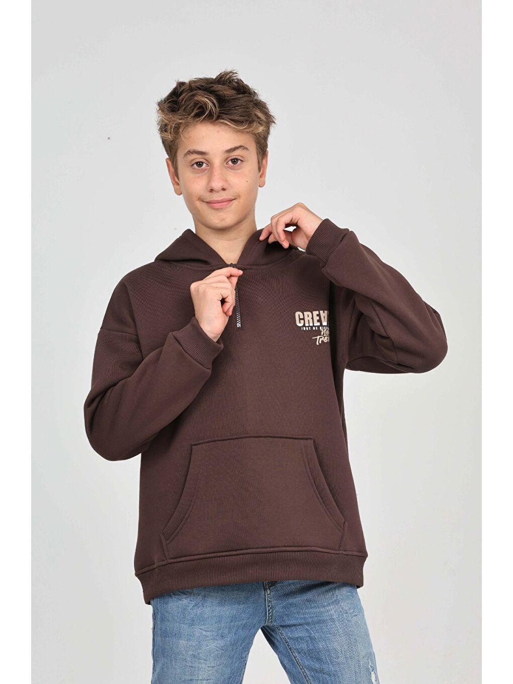 Kahverengi Erkek Çocuk Create Baskılı Sweatshirt-3