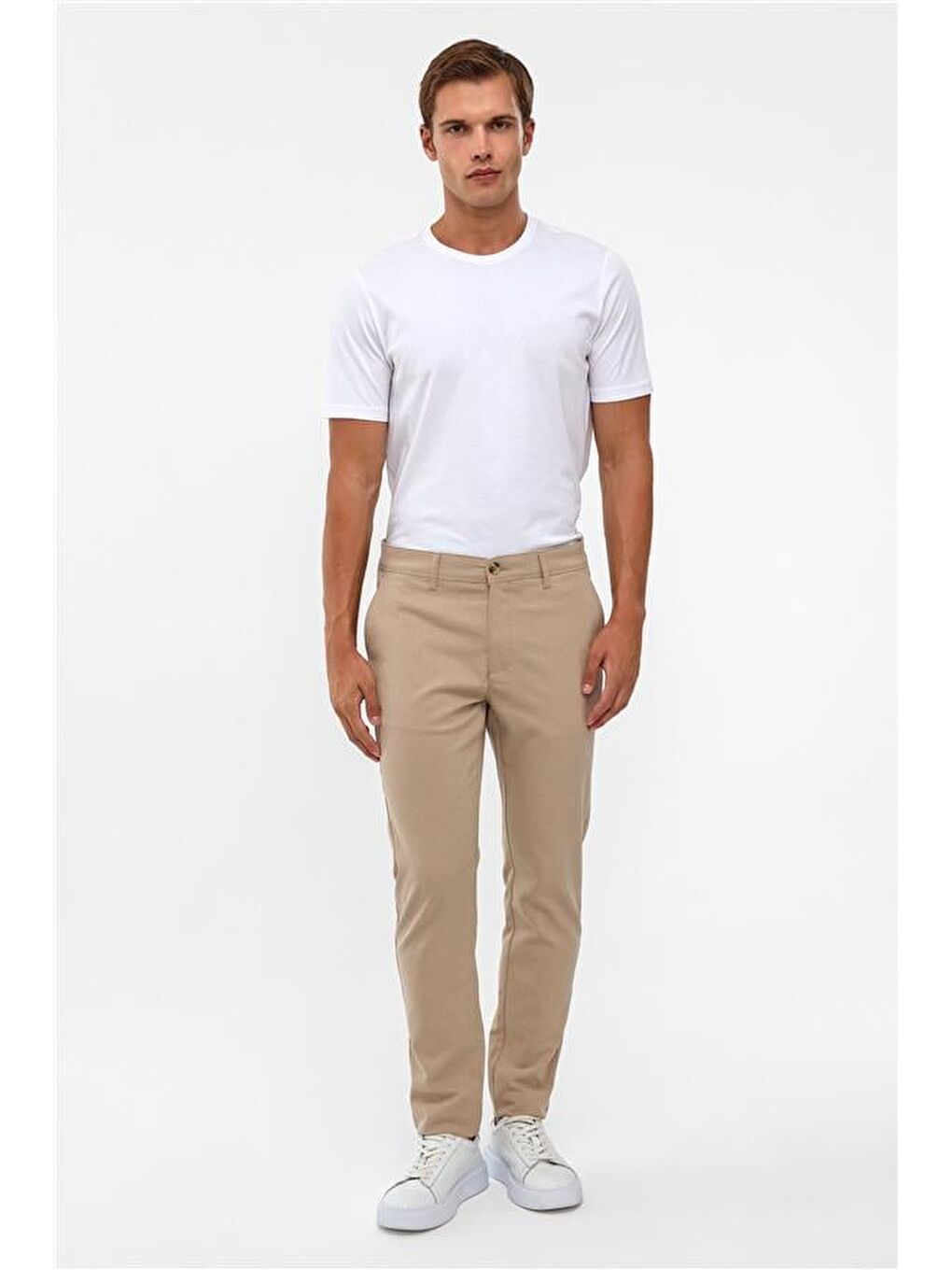 Bej Slim Desenli Pantolon