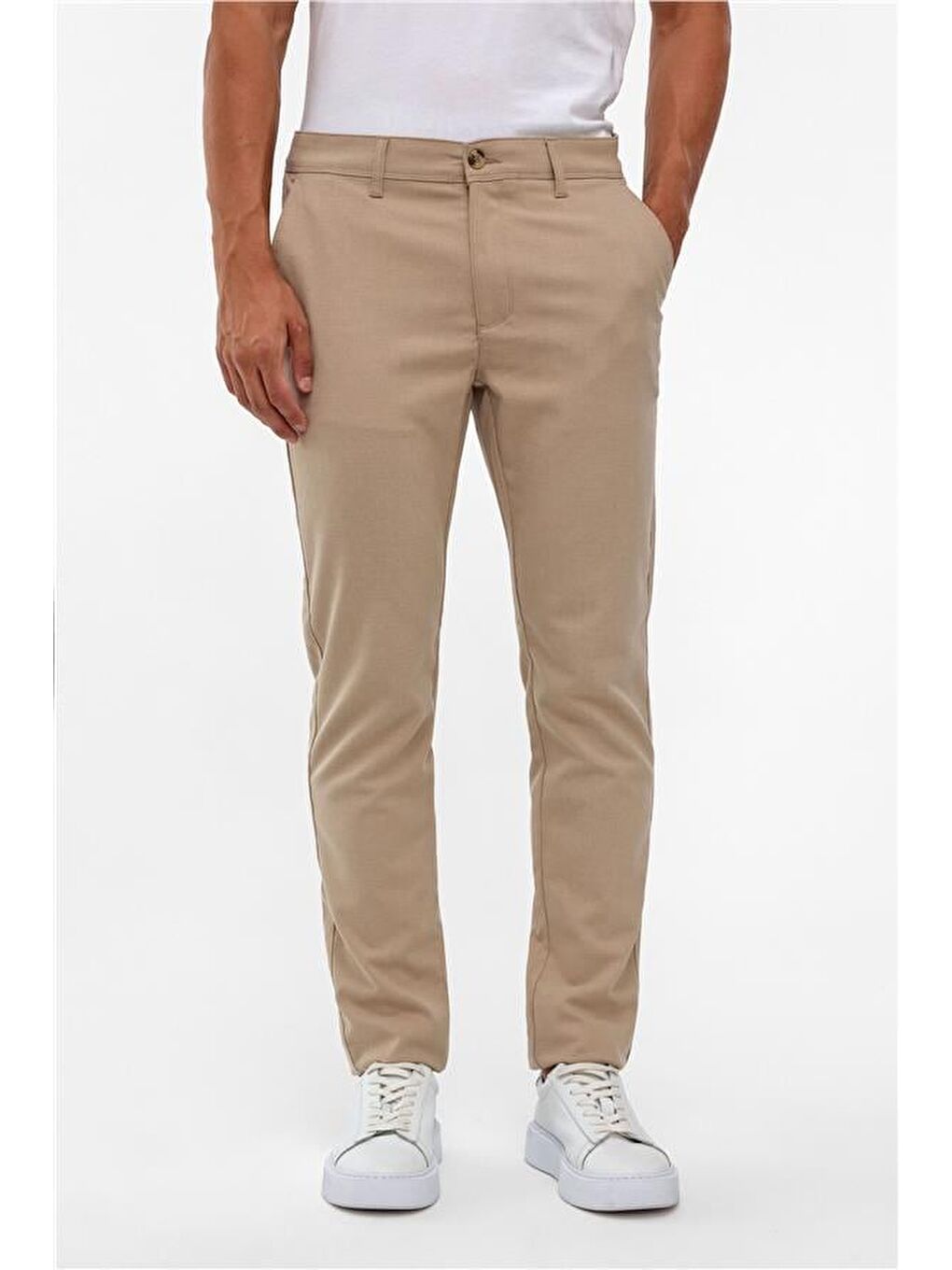 Bej Slim Desenli Pantolon-1