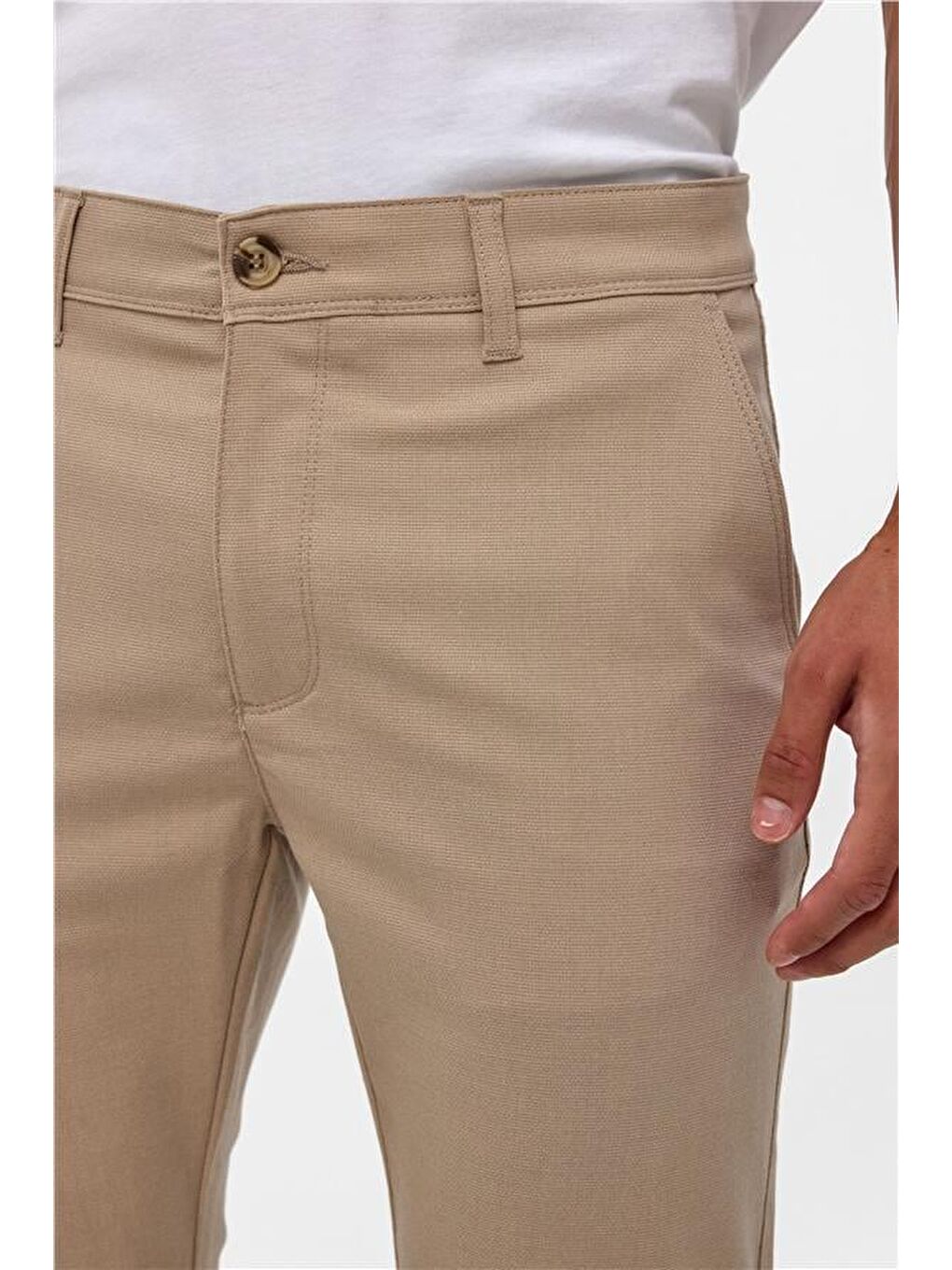 Bej Slim Desenli Pantolon-3