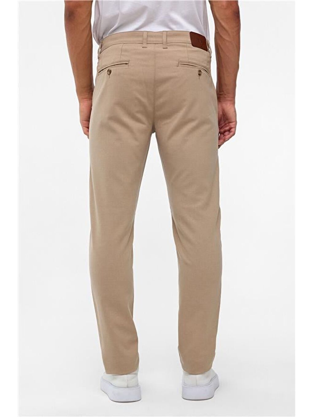 Bej Slim Desenli Pantolon-4