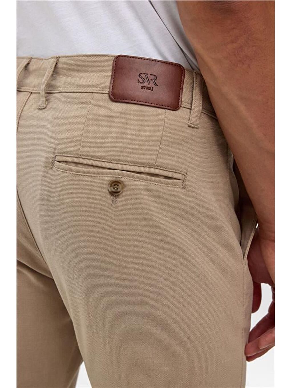 Bej Slim Desenli Pantolon-5