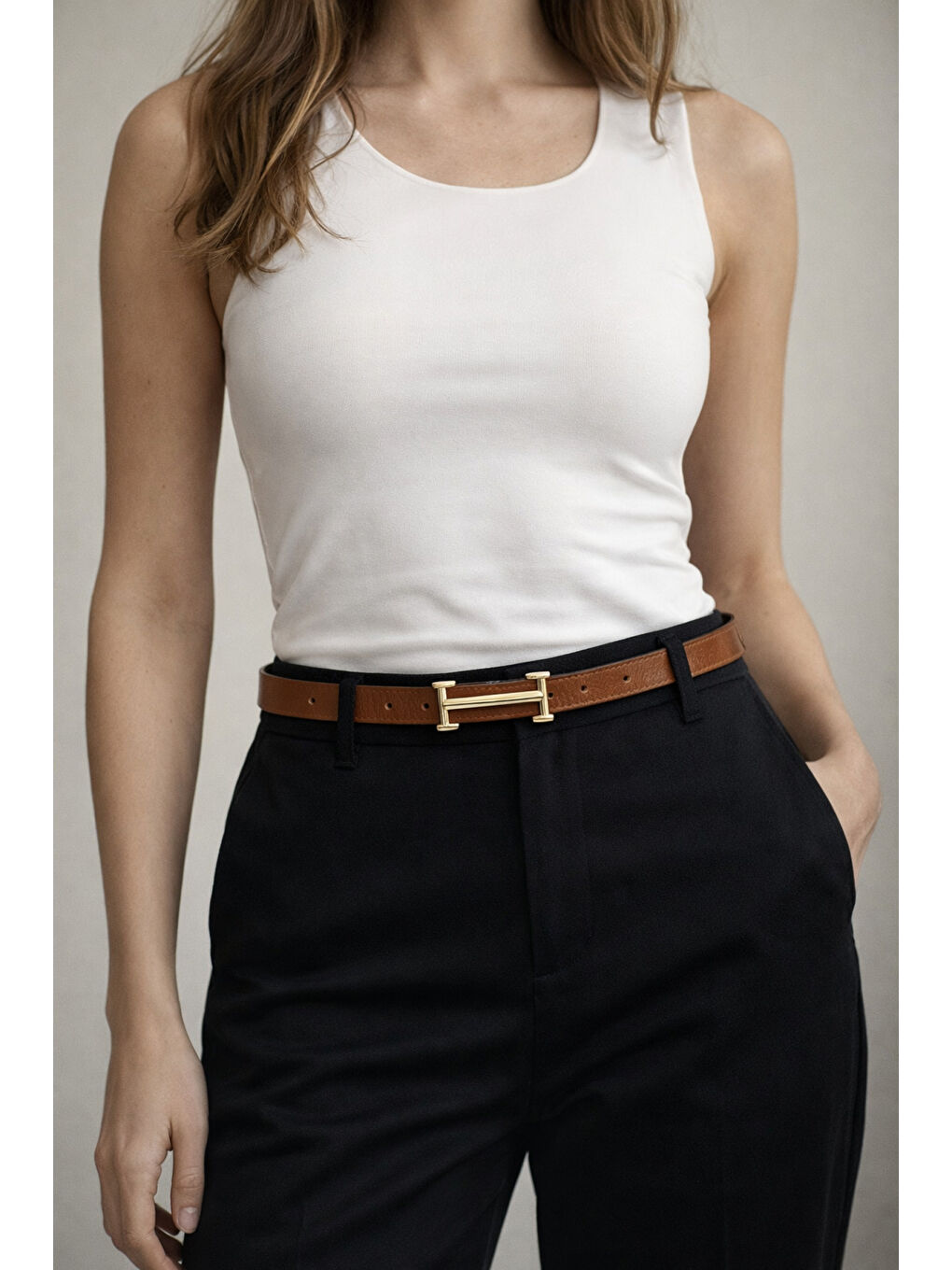 Kahverengi Uzun Tokalı Kahve İnce Kadın Kemeri Ceket Kemeri, Gömlek Kemeri, Elbise Kemeri KMR004 KAHVERENGI-4