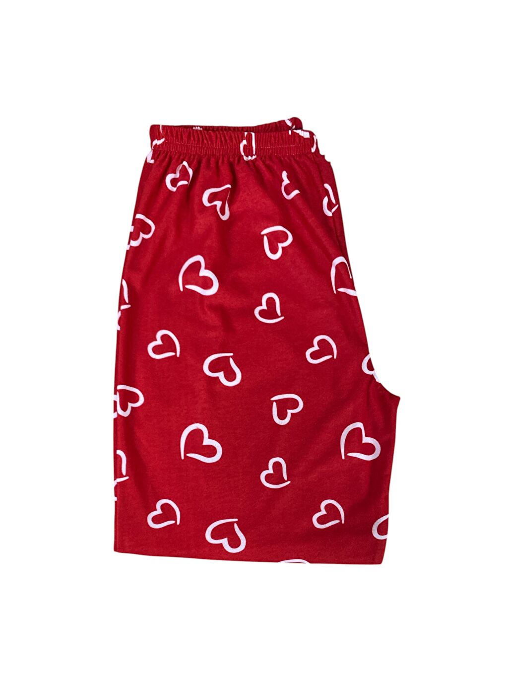 Beyaz Kadın Kırımızı Kalpli Yumuşak Kışlık Pijama Altı-2