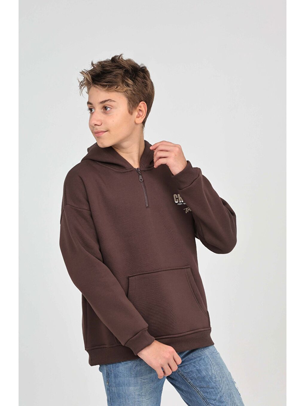 Kahverengi Erkek Çocuk Create Baskılı Sweatshirt-6