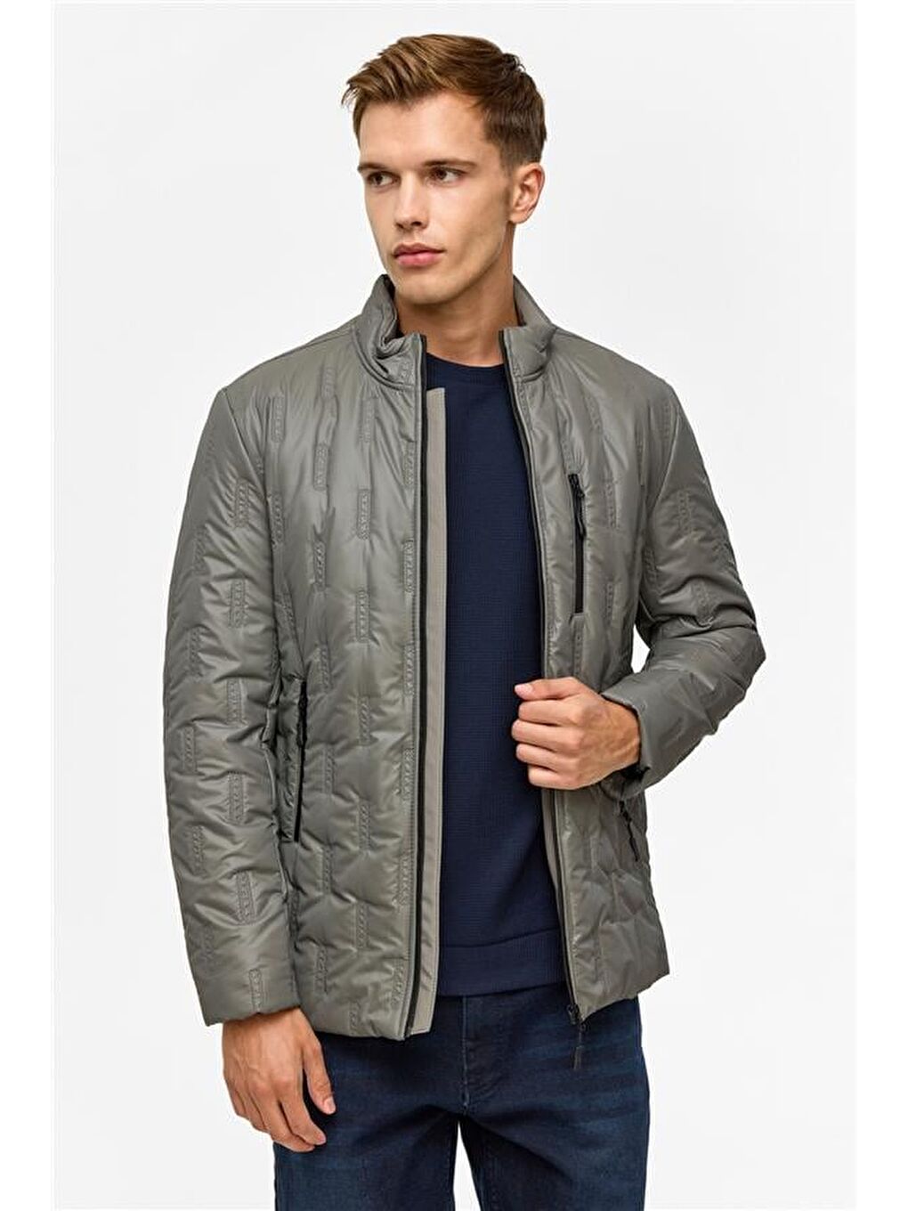 Gri Slim Kapitone Mont-3