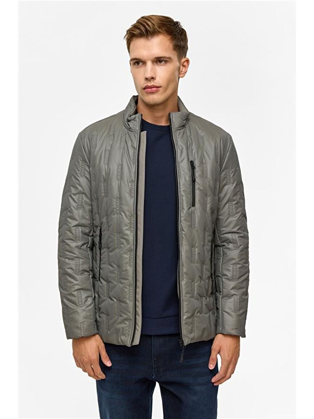 Gri Slim Kapitone Mont-4