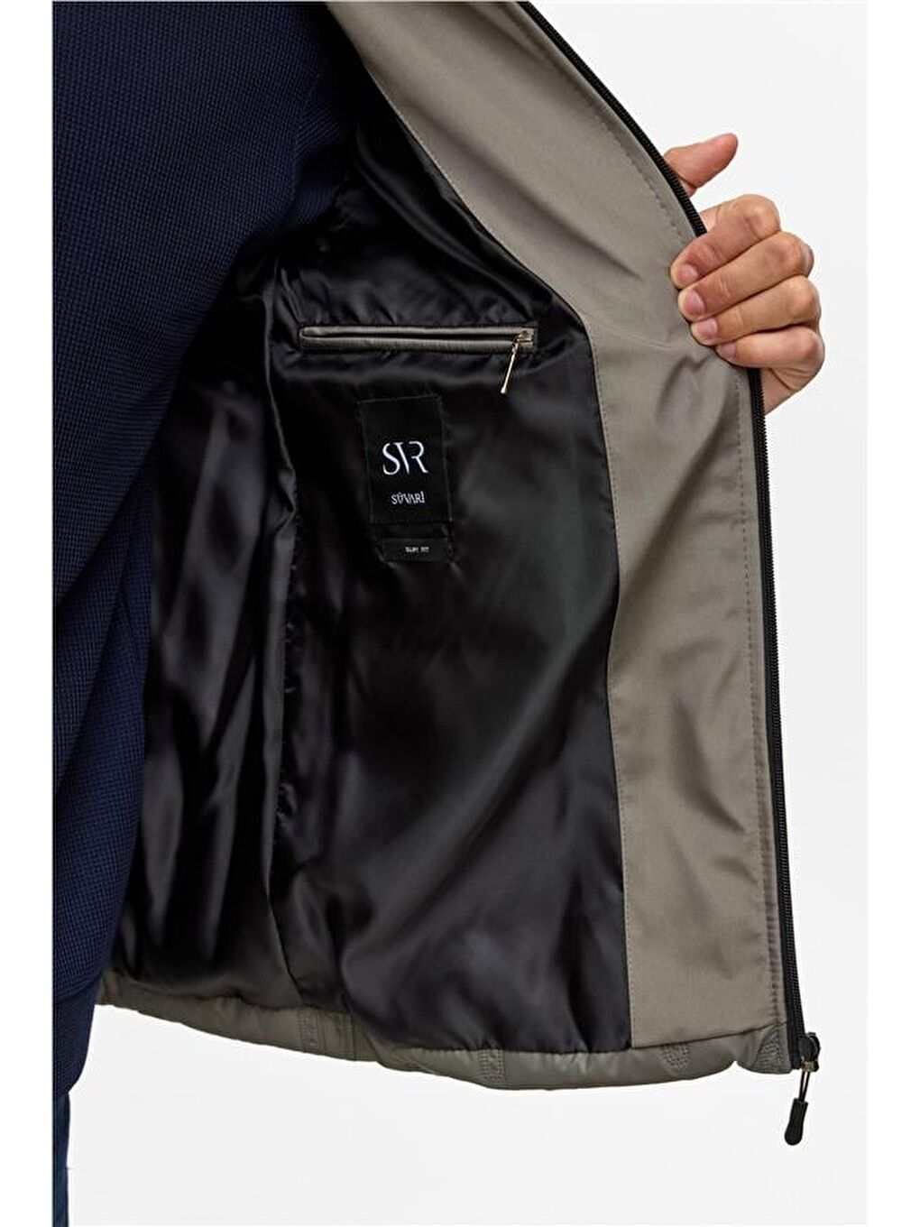 Gri Slim Kapitone Mont-7