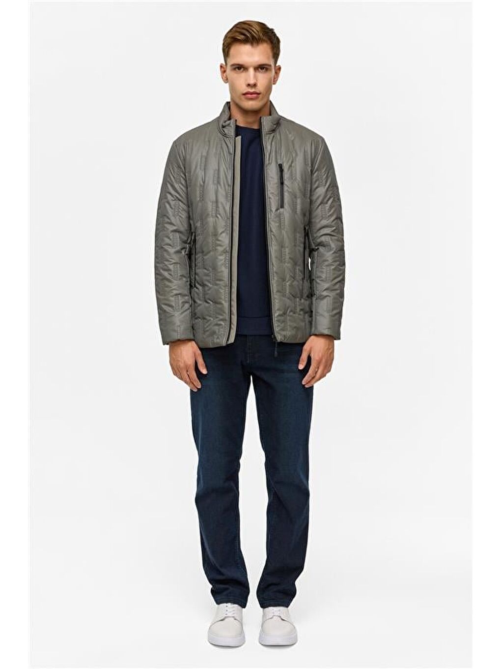 Gri Slim Kapitone Mont-11