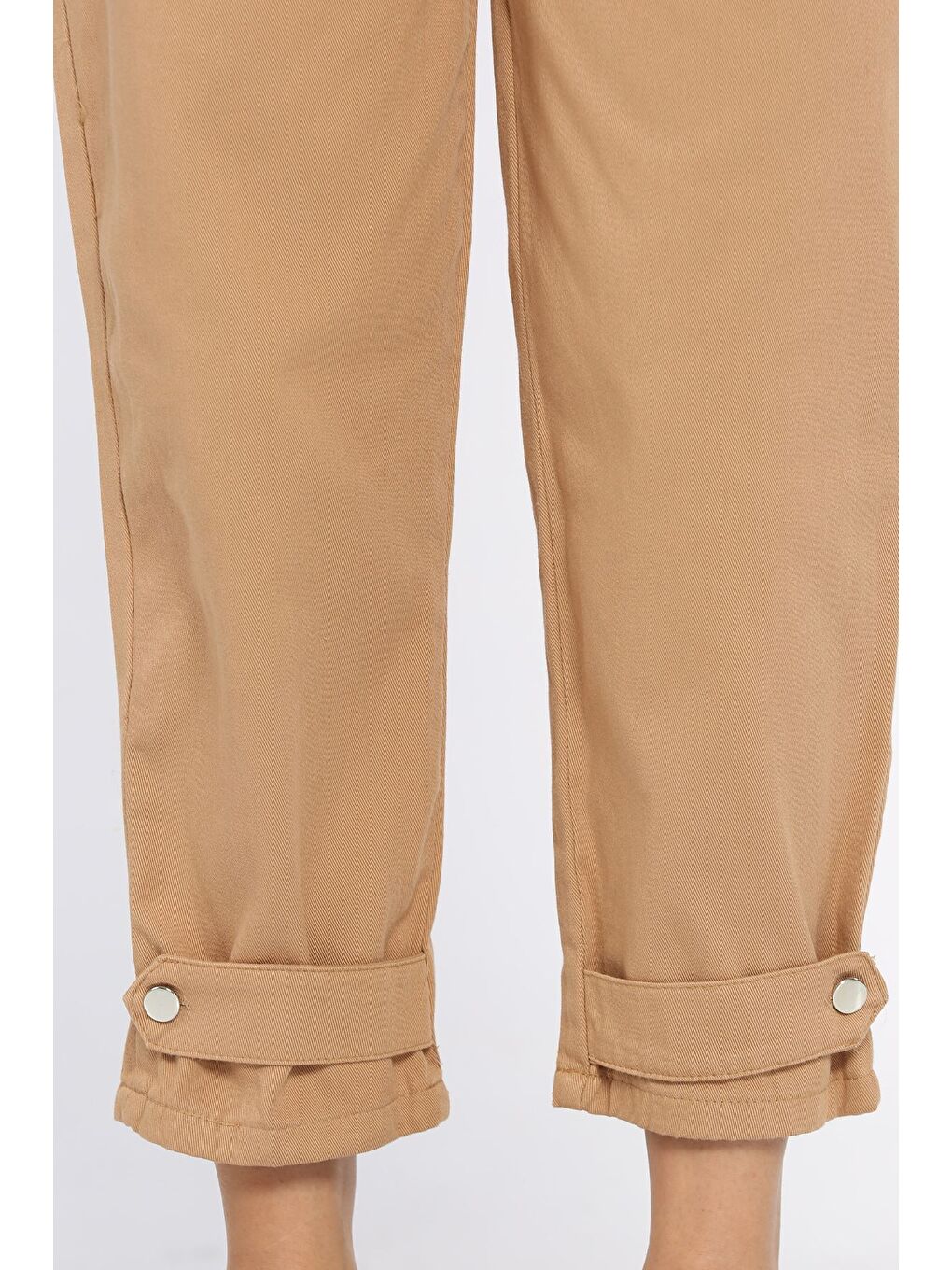 Kahverengi Bel Lastikli Gabardin Pantolon-3